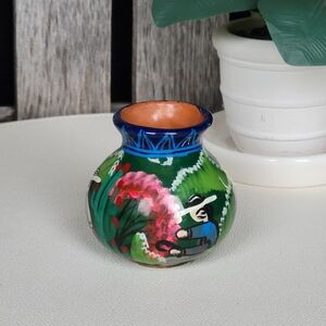 Talavera Handpainted Red Clay Bud Vase